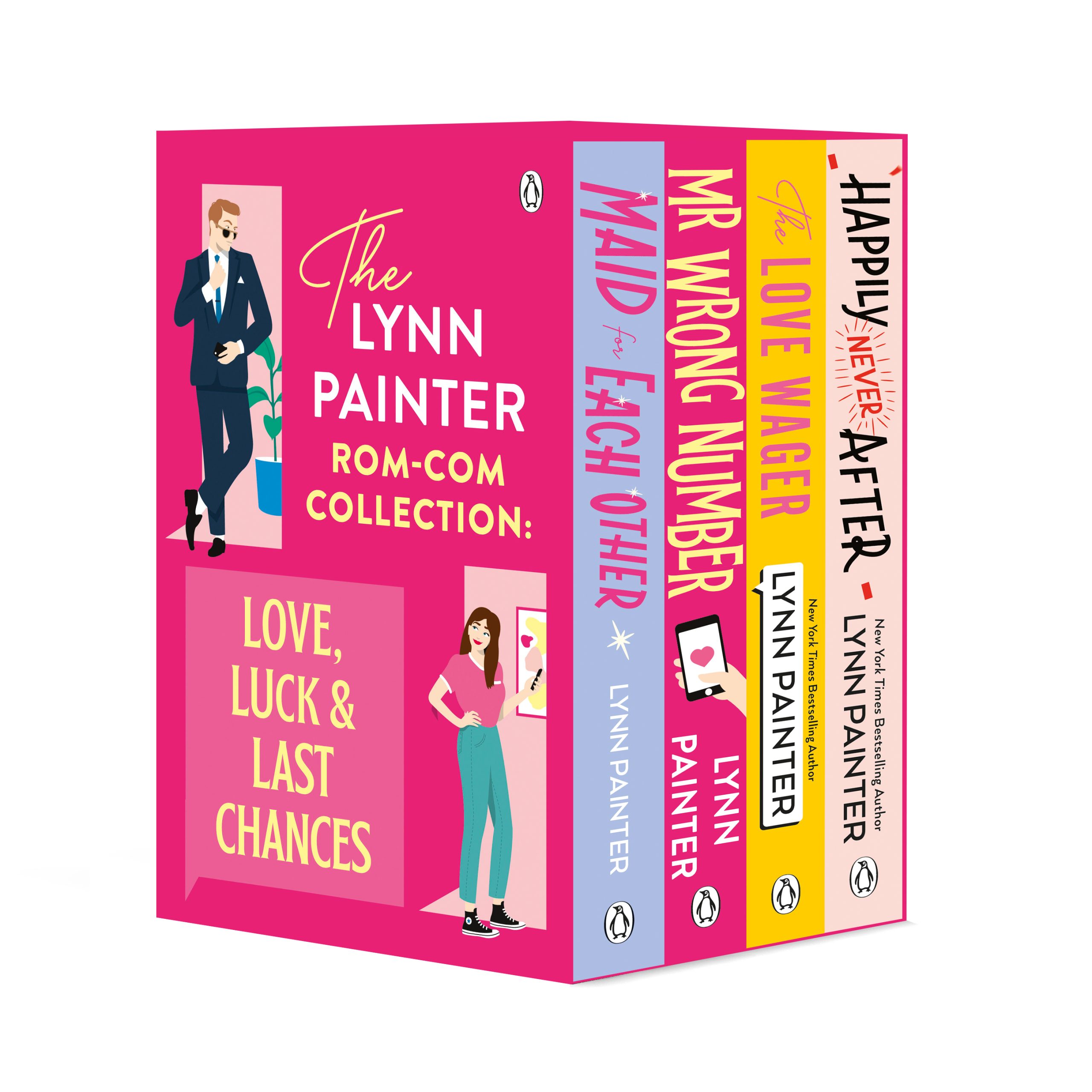 Lynn Painter Rom-Com 4 Books Collection: Love, Luck and Last Chances: Maid for Each Other, Mr. Wrong Number, The Love Wager and Happily Never After | Fake Dating, Forced Proximity and More